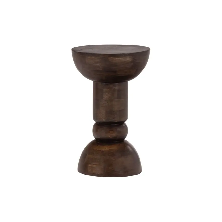 Bijzettafels<WOOOD Bijzettafel Emel Donkerbruin - Ø 46 cm