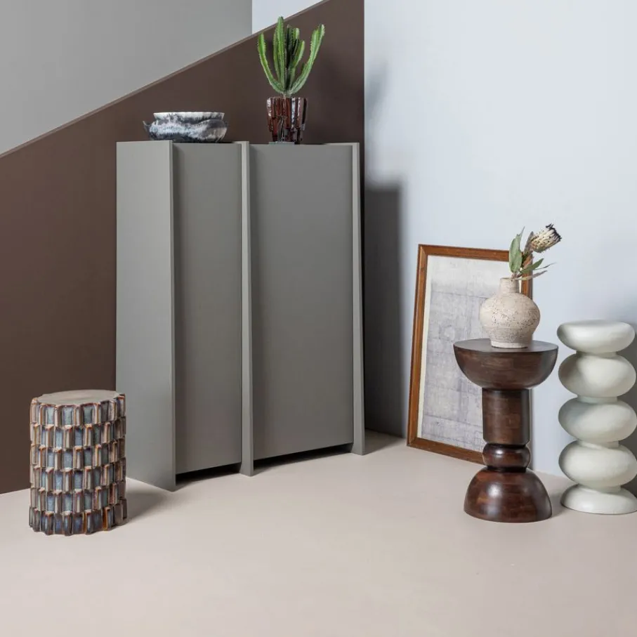 Bijzettafels<WOOOD Bijzettafel Emel Donkerbruin - Ø 46 cm