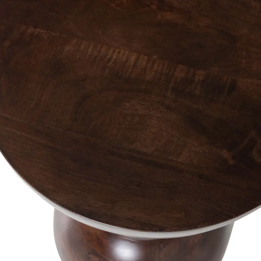 Bijzettafels<WOOOD Bijzettafel Emel Donkerbruin - Ø 46 cm