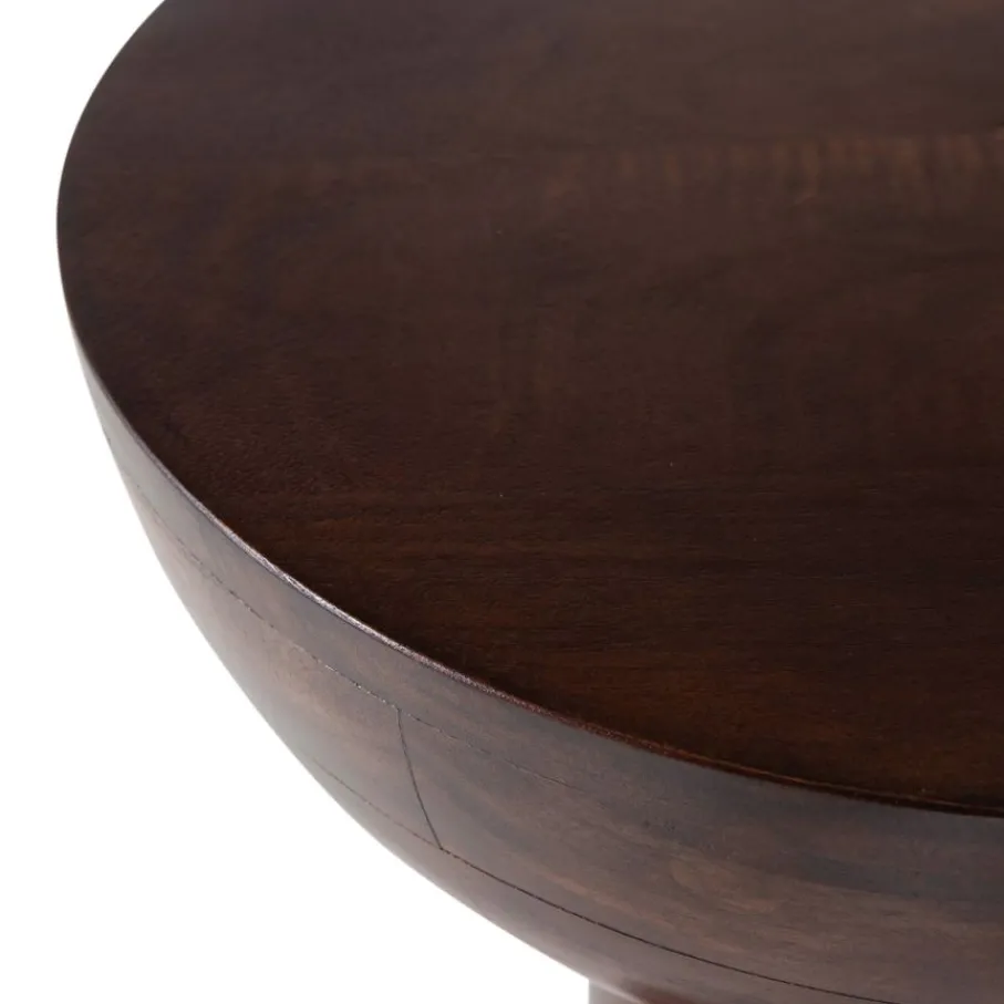 Bijzettafels<WOOOD Bijzettafel Emel Donkerbruin - Ø 46 cm