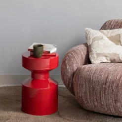 Bijzettafels<WOOOD Bijzettafel Ferry Rood - Ø 30 cm