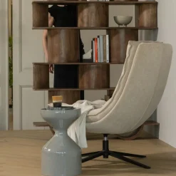 Bijzettafels<WOOOD Bijzettafel Floyd Grijs - Ø 30 cm