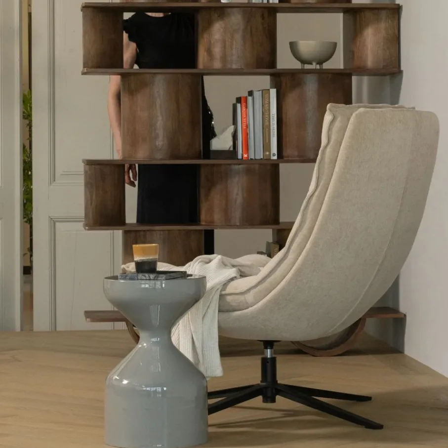 Bijzettafels<WOOOD Bijzettafel Floyd Grijs - Ø 30 cm