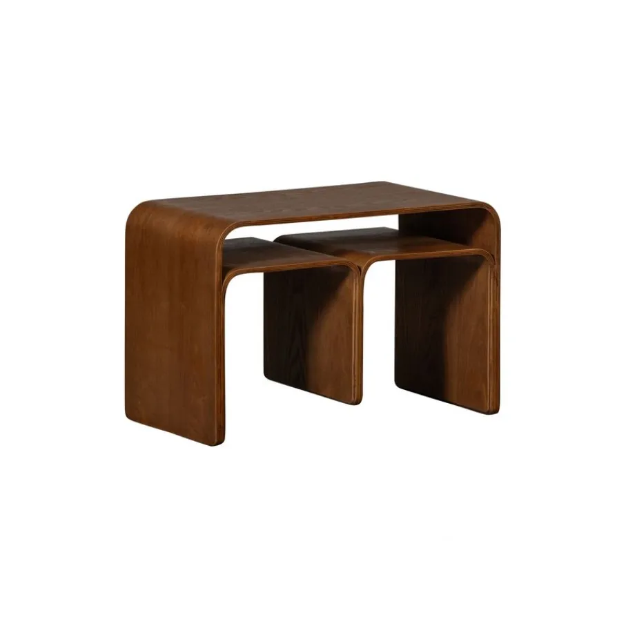 Bijzettafels<WOOOD Bijzettafel Frey Bruin - 60x32 cm