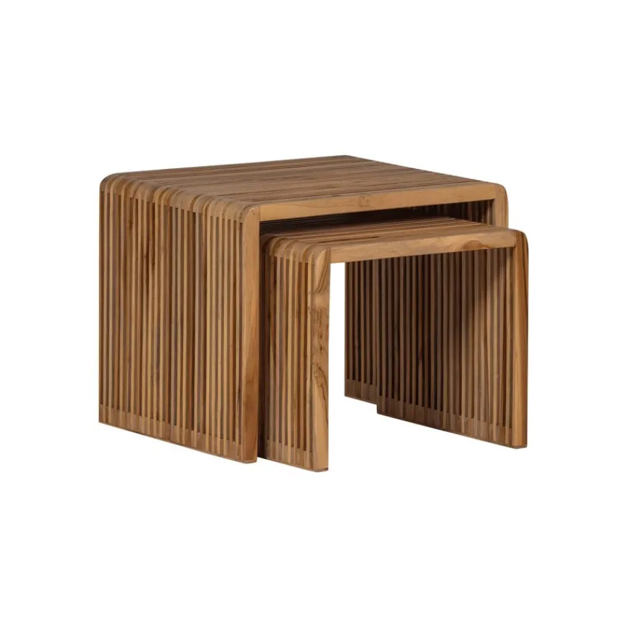 Bijzettafels<WOOOD Bijzettafel Jasmijn Bruin - set 2 stuks
