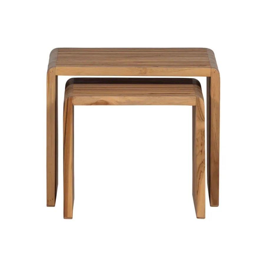 Bijzettafels<WOOOD Bijzettafel Jasmijn Bruin - set 2 stuks