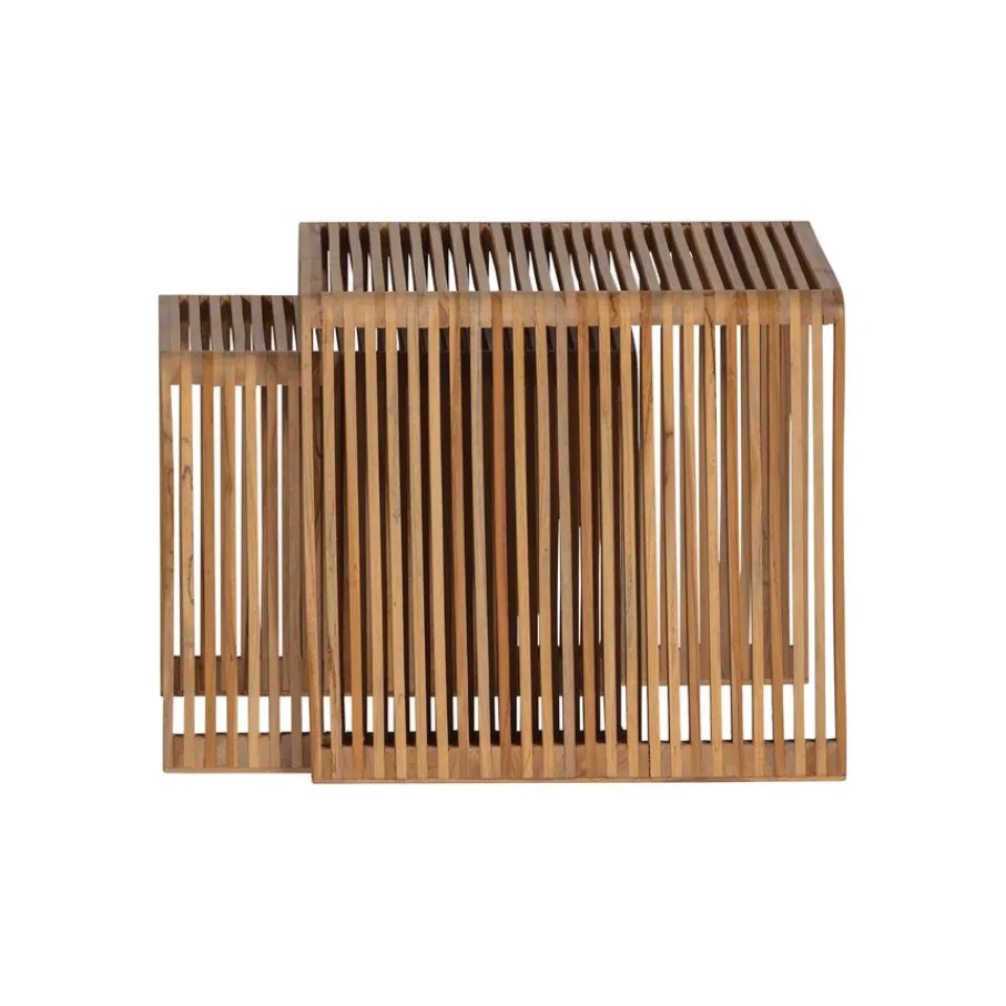 Bijzettafels<WOOOD Bijzettafel Jasmijn Bruin - set 2 stuks