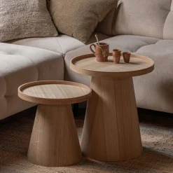 Bijzettafels<WOOOD Bijzettafel Maud Naturel - Ø 45 cm