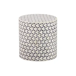 Bijzettafels<WOOOD Bijzettafel Neva Zwart/Wit - Ø 37 cm