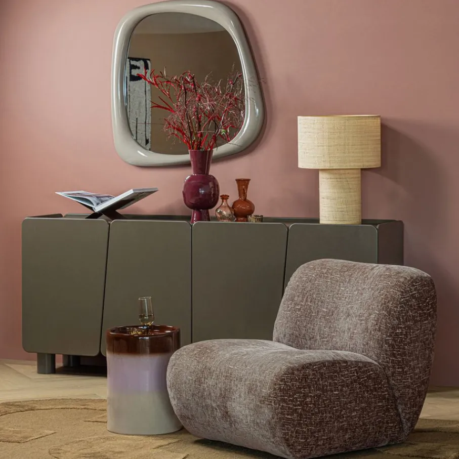 Bijzettafels<WOOOD Bijzettafel Ollo Roze / Bruin - Ø 35 cm