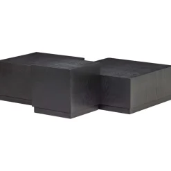 Bijzettafels<WOOOD Bijzettafel Pim Zwart - set 3 stuks