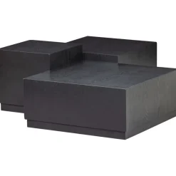 Bijzettafels<WOOOD Bijzettafel Pim Zwart - set 3 stuks