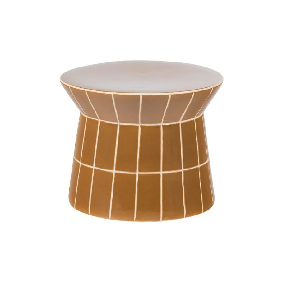 Bijzettafels<WOOOD Bijzettafel Plu Honinggeel - Ø 38 cm