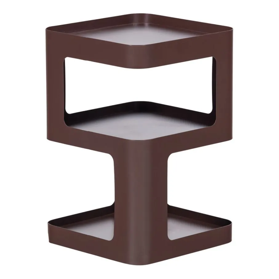 Bijzettafels|Nachtkastjes<WOOOD Bijzettafel Riv Paars / Bruin - 35x35 cm