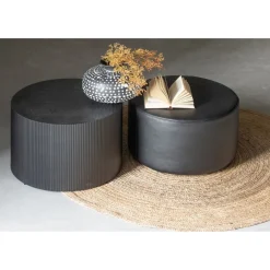 Bijzettafels<WOOOD Bijzettafel Sanne Zwart - Ø 60 cm