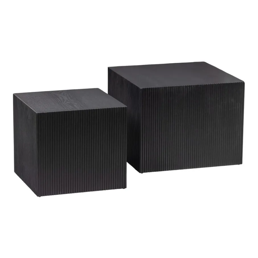 Bijzettafels<WOOOD Bijzettafel Sanne Zwart - set 2 stuks