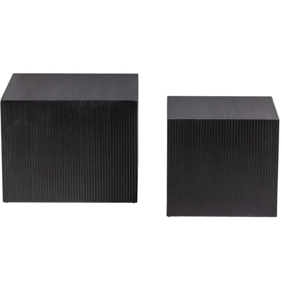 Bijzettafels<WOOOD Bijzettafel Sanne Zwart - set 2 stuks