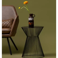 Bijzettafels<WOOOD Bijzettafel Suus Zwart - Ø 35 cm