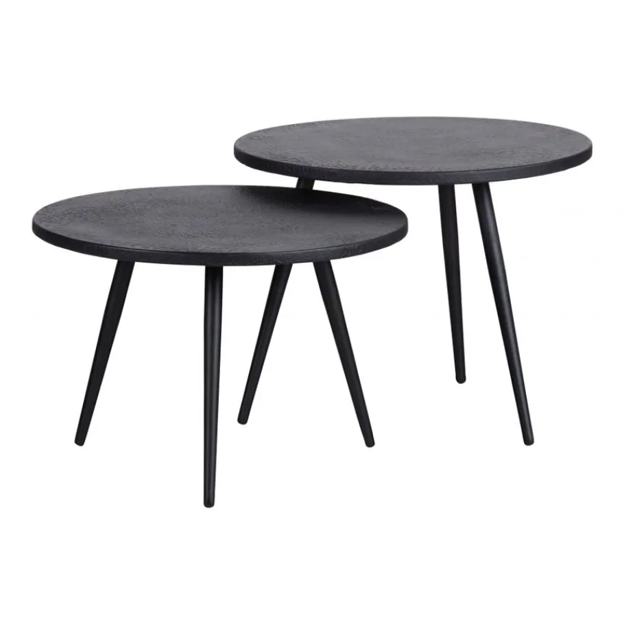 Bijzettafels<WOOOD Bijzettafel Suze Zwart - set 2 stuks