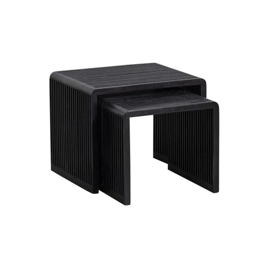 Bijzettafels<WOOOD Bijzettafel Willa Zwart - set 2 stuks