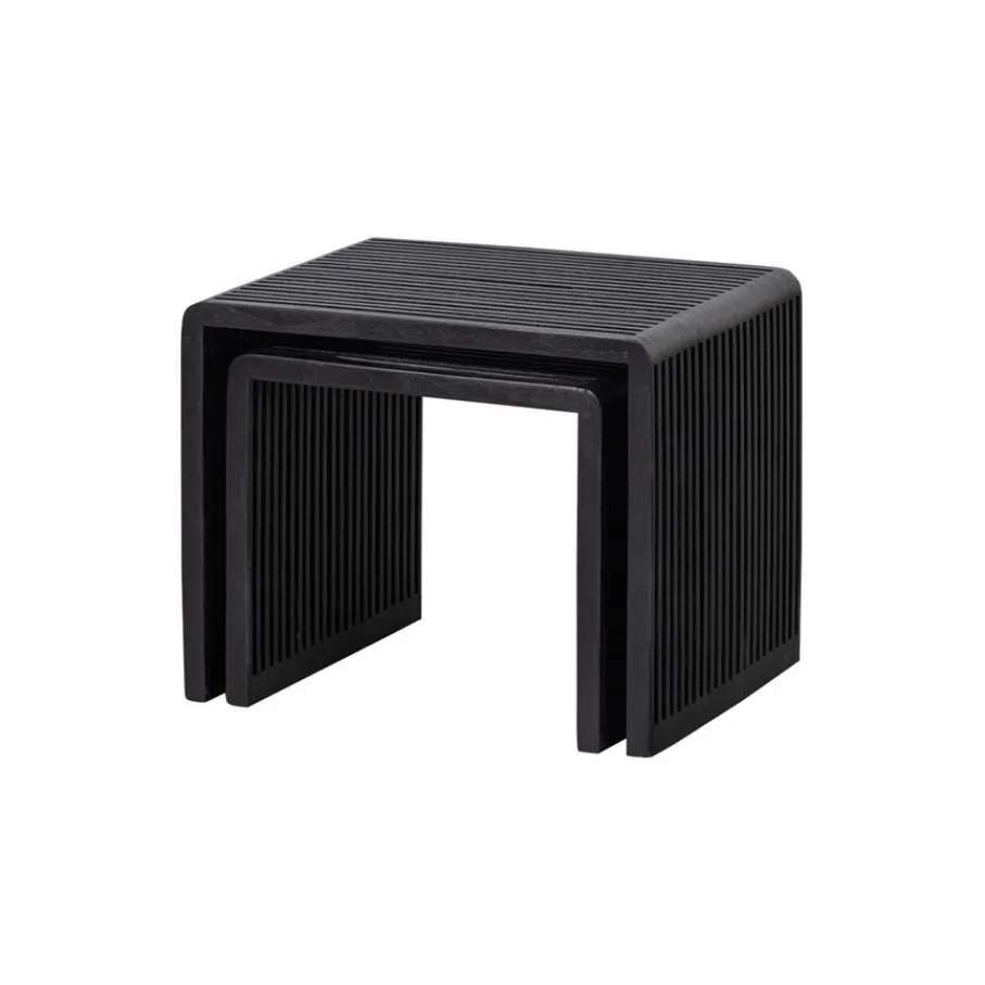 Bijzettafels<WOOOD Bijzettafel Willa Zwart - set 2 stuks