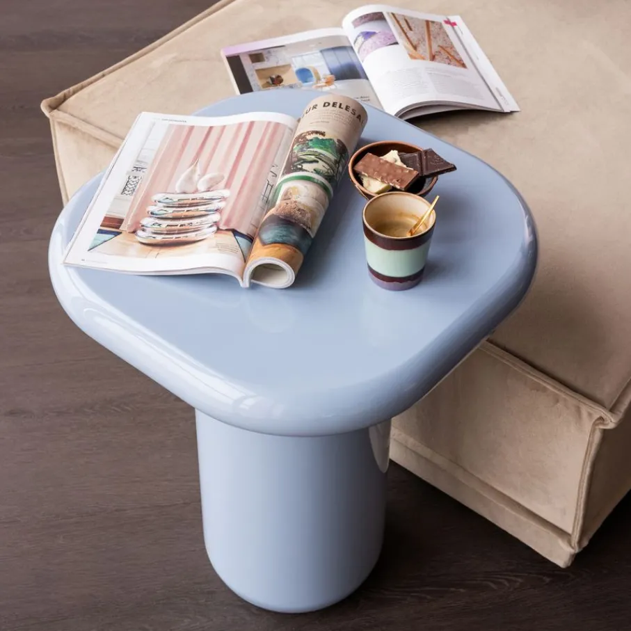 Bijzettafels<WOOOD Bijzettafel Zava Lichtblauw - Ø 50 cm