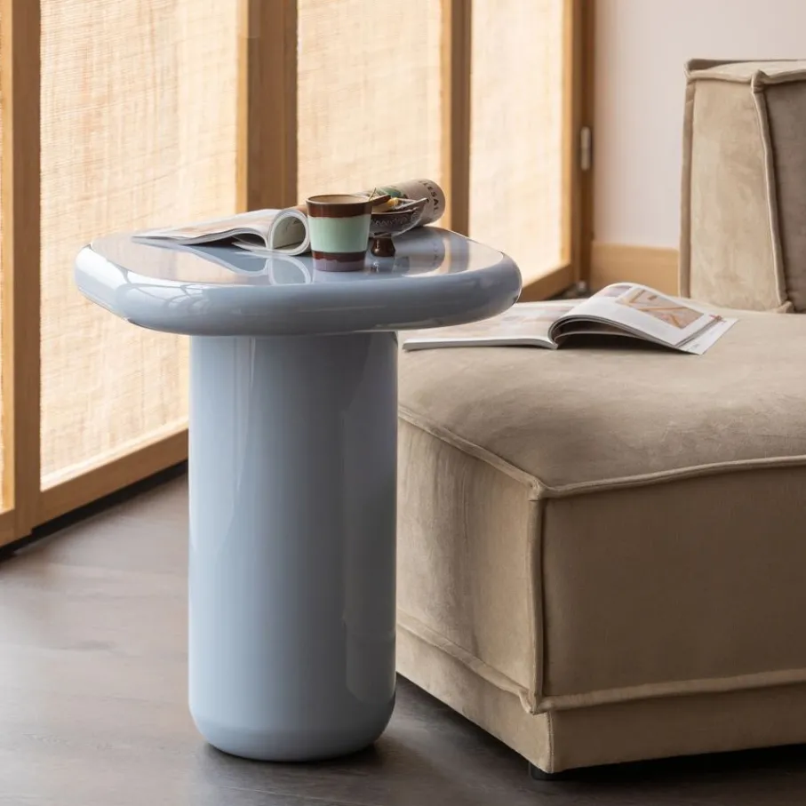 Bijzettafels<WOOOD Bijzettafel Zava Lichtblauw - Ø 50 cm
