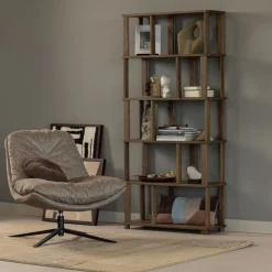 Wandkasten<WOOOD Boekenkast Riss Bruin - 90x186x30 cm