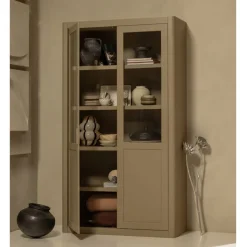 Buffetkasten|Vitrinekasten<WOOOD Buffetkast Gunnar Mud - 120x217x48 cm