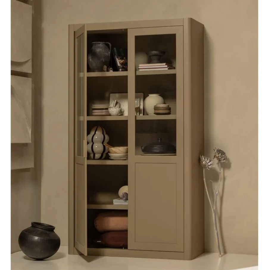 Buffetkasten|Vitrinekasten<WOOOD Buffetkast Gunnar Mud - 120x217x48 cm
