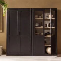 Buffetkasten|Vitrinekasten<WOOOD Buffetkast Gunnar Zwart - 120x217x48 cm
