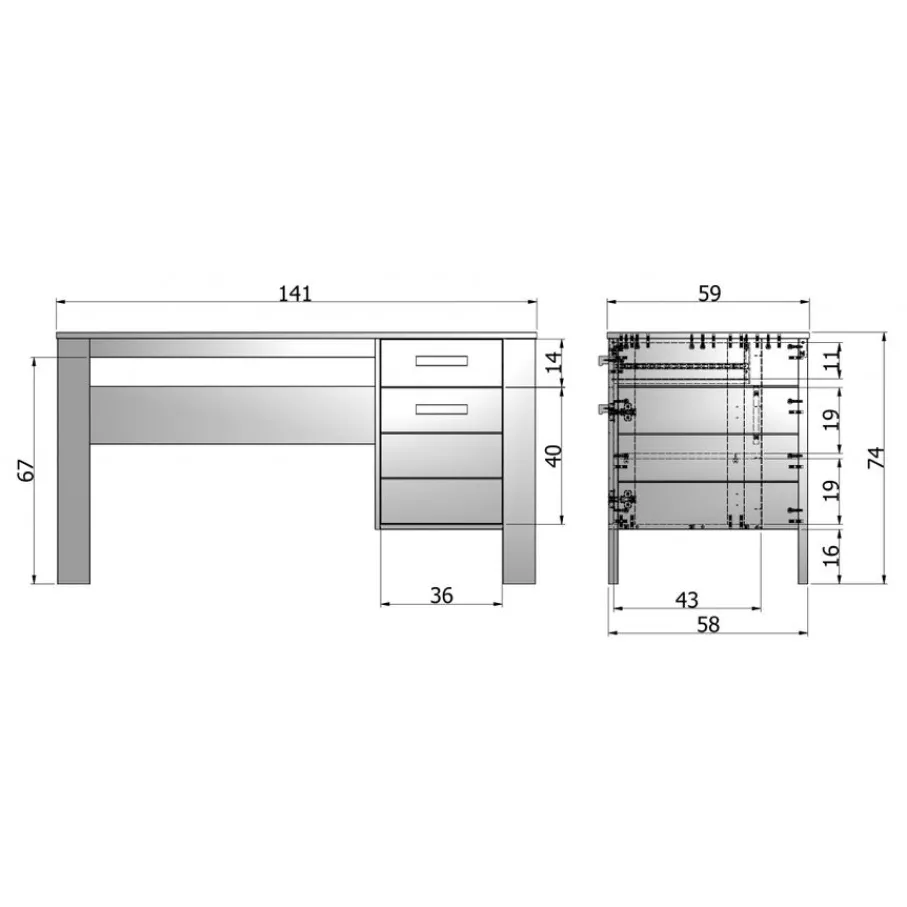 Bureaus<WOOOD Bureau Dennis Grijs - 141x74x59 cm