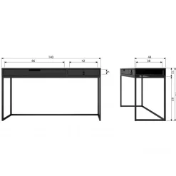 Bureaus|Sidetables<WOOOD Bureau Silas Zwart - 140x75x44 cm