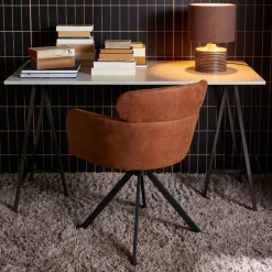 Eetkamerstoelen<WOOOD Draaibare Eetkamerstoel Fenne Cognac