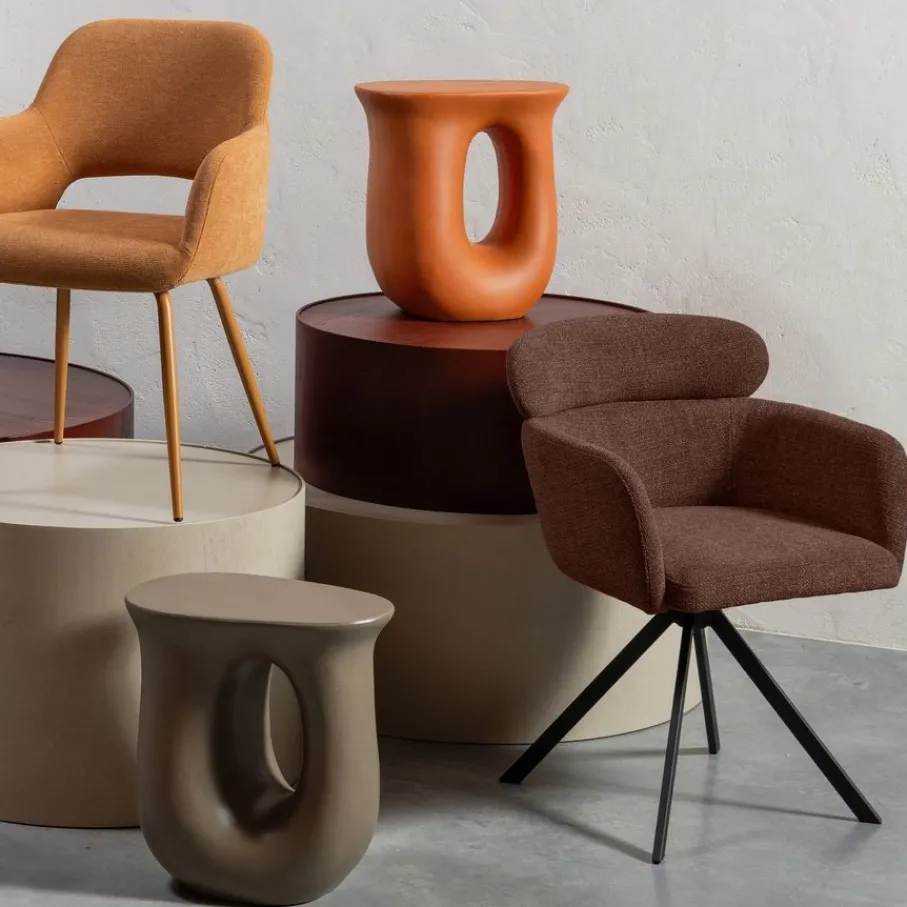 Eetkamerstoelen<WOOOD Draaibare Eetkamerstoel Fenne Bruin