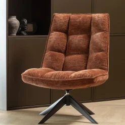 Fauteuils<WOOOD Draaifauteuil Jouke Roestbruin