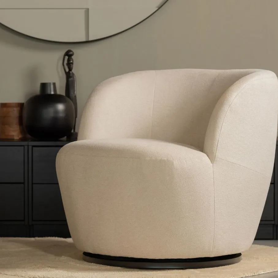 Fauteuils<WOOOD Draaifauteuil Serra Crème