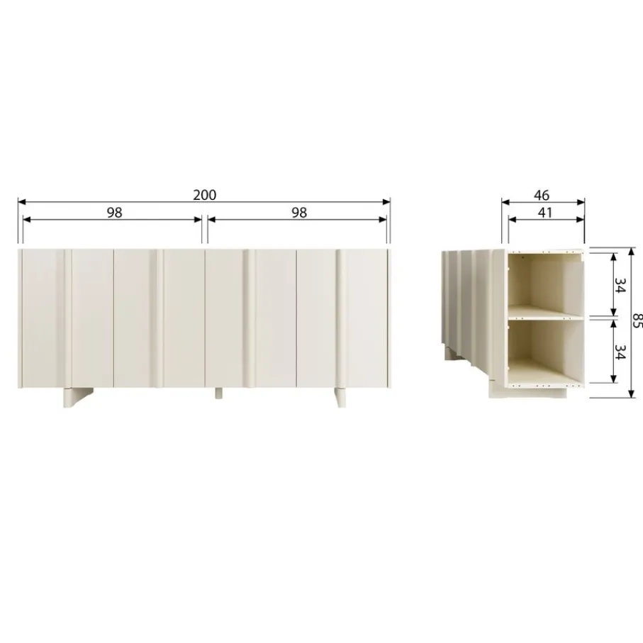 Dressoirs<WOOOD Dressoir Basu Dust - 200x85x46 cm