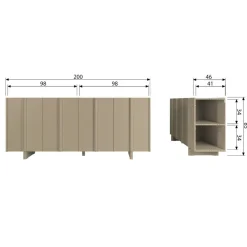Dressoirs<WOOOD Dressoir Basu Mud - 200x85x46 cm