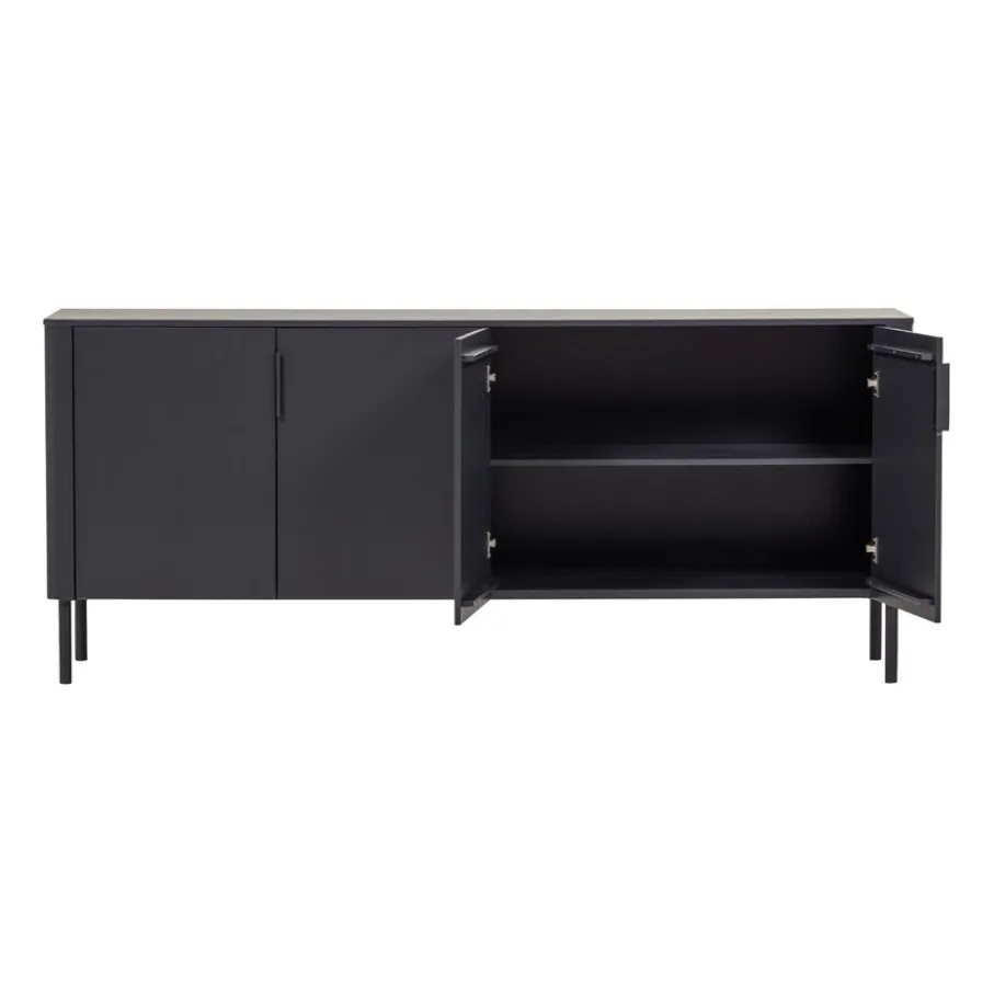 Dressoirs<WOOOD Dressoir Gunnar Zwart - 201x85x44 cm