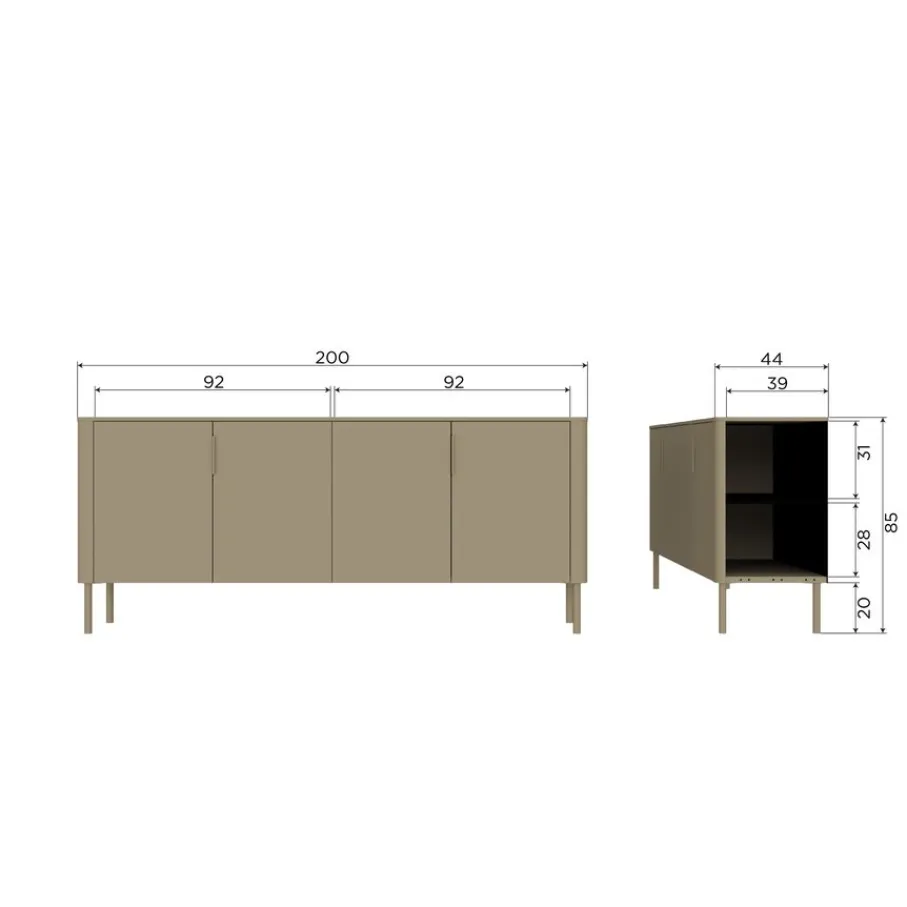 Dressoirs<WOOOD Dressoir Gunnar Zwart - 201x85x44 cm