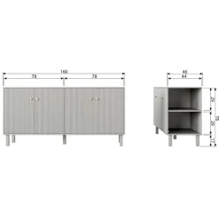 Dressoirs<WOOOD Dressoir Madu Grijs - 160x78x46 cm