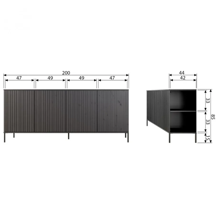 Dressoirs<WOOOD Dressoir New Gravure Dust - 200x85x44 cm
