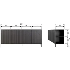 Dressoirs<WOOOD Dressoir New Gravure Naturel - 200x85x46 cm