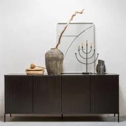 Dressoirs<WOOOD Dressoir New Gravure Zwart - 200x85x46 cm