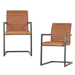 Eetkamerstoelen<WOOOD Eetkamerstoel Bas Cognac