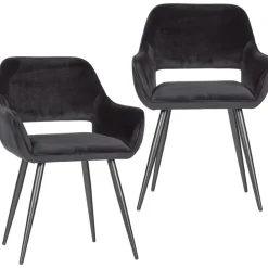 Eetkamerstoelen<WOOOD Eetkamerstoel Jelle Zwart - set 2 stuks