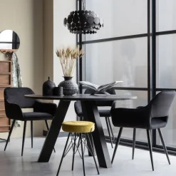 Eetkamerstoelen<WOOOD Eetkamerstoel Jelle Zwart - set 2 stuks