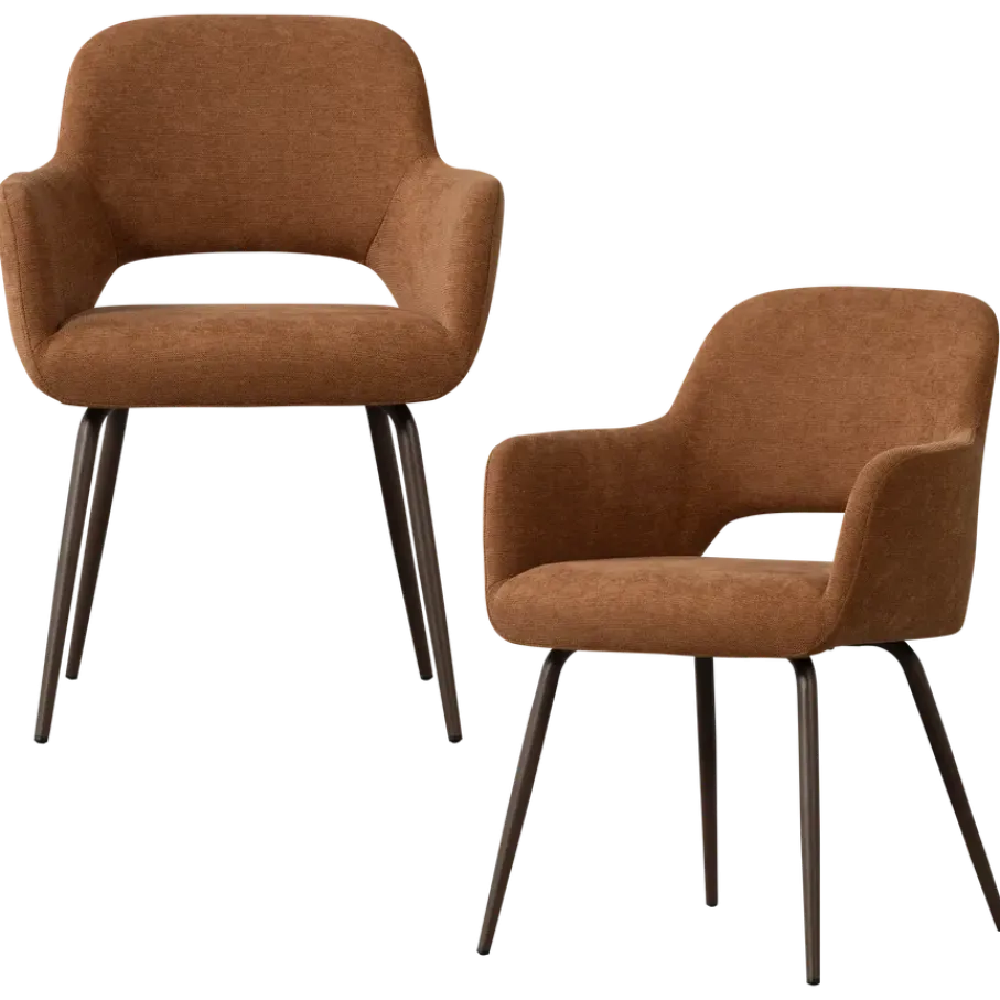 Eetkamerstoelen<WOOOD Eetkamerstoel Jenny Bruin