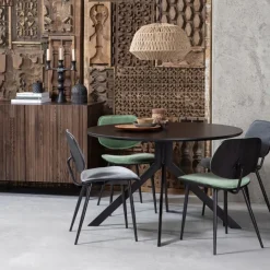 Eettafels<WOOOD Eettafel Bruno Zwart - Ø 120 cm